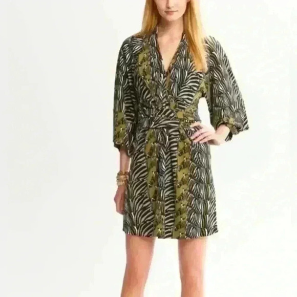 Banana Republic Issa collection Zebra Print Bow& Tie Mini Silhouette Dress Sz 6 - Picture 2 of 10
